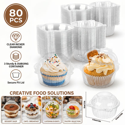50/80pcs Individual Cupcake Boxes Containers, Plastic Cupcake Boxes With Dome Lids, Single Cupcake Container Clear Cupcake Inserts For Cupcakes, Muffins And Pastries, Prefect For Home Kitchen Restaurant Picnic Camping Party, Mother'S Day Gifts