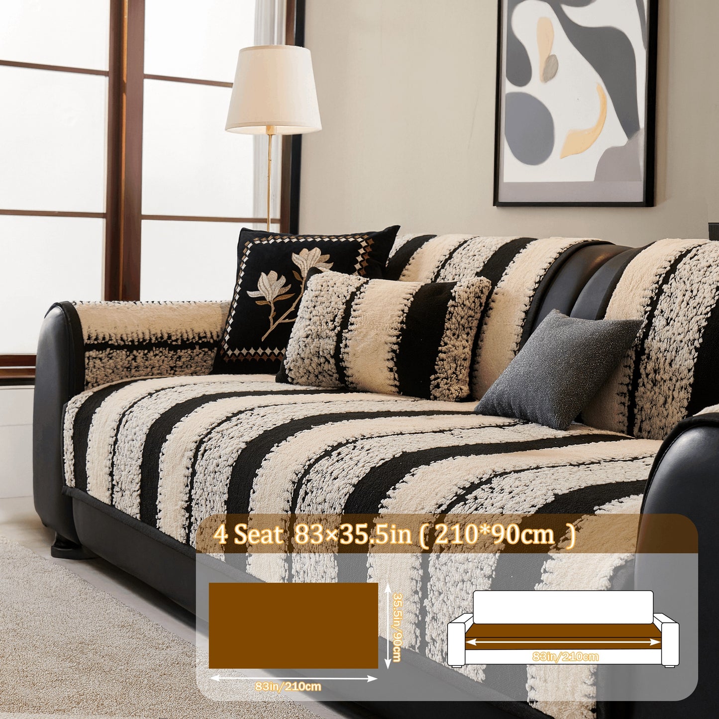 Soft Couch Cover Washable, Non Slip Durable Plush Sectional Sofa Covers for 2/3/4 Cushion Couch Sofa L Sharped Modern Sofa Slipcover, Furniture Protector for Pets, Cats, Dogs, Hickened Sofa Cover, Warm Sitting Pad for Any Seasons, Black, Grey, Brown