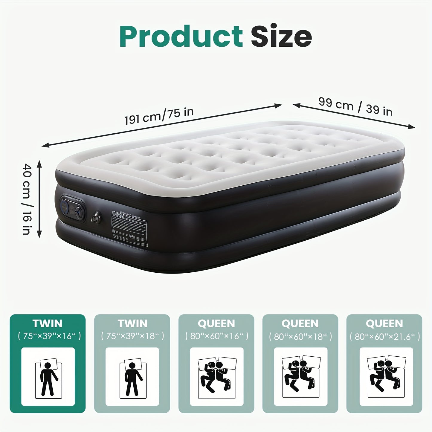Flocking Inflatable Mattress with Pump, High Load Capacity and Easy Storage Air Mattresses, Air Sleeping Bed for Camping, Hiking, Beach, Indoor, Outdoor