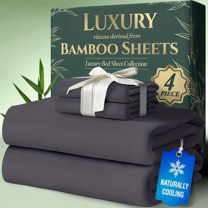 Cooling Bed Sheet Sets- Luxurious & Ultra-Soft for Kids Cooling Sheets for Hot Sleepers - Comfortable & Cool, Bamboo Blend Sheets Twin/Full/Queen/King Size/Deep Pockets