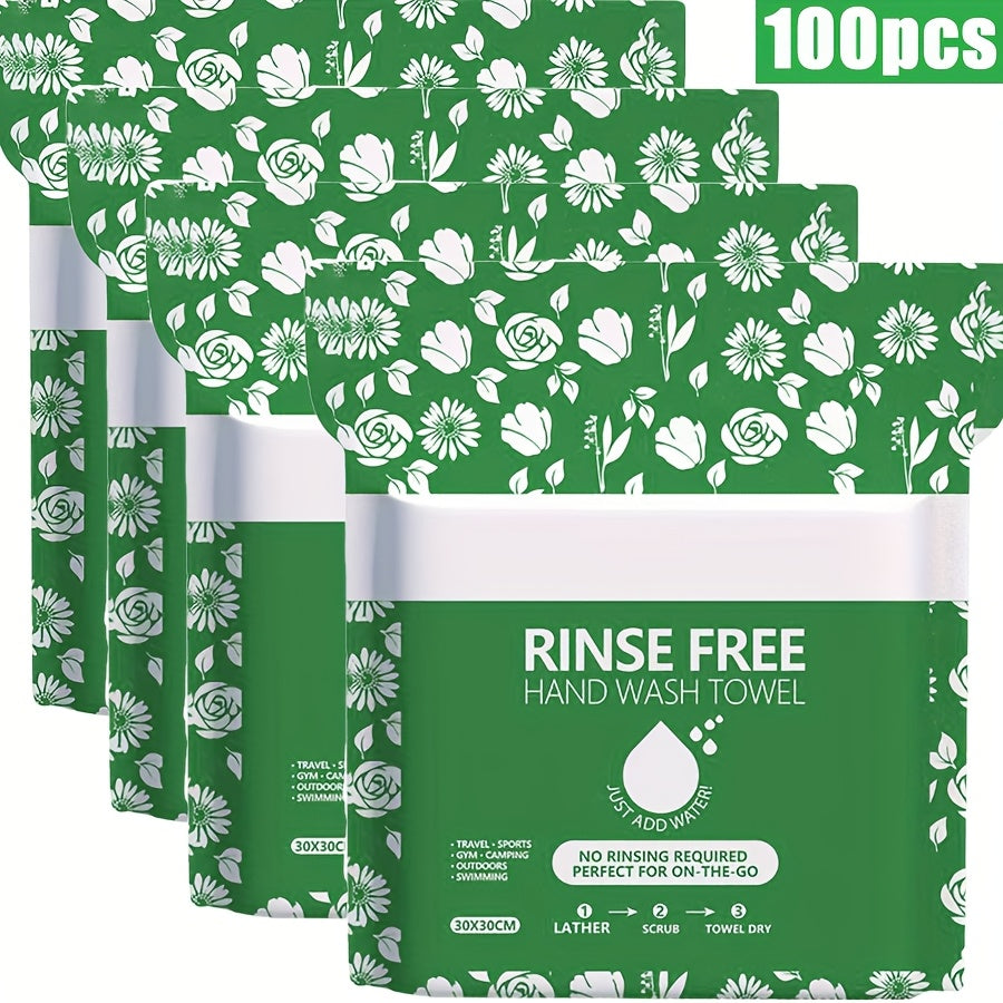 Disposable No-Rinse Foaming Bath Towels – Large 11.81"x11.81" Body Cleaning Cloths, Simply Wet & Wipe, No Rinsing Needed – Ideal for Elderly Care, Camping, Fitness, Post-Surgery & Travel, 50/100/200 Pack