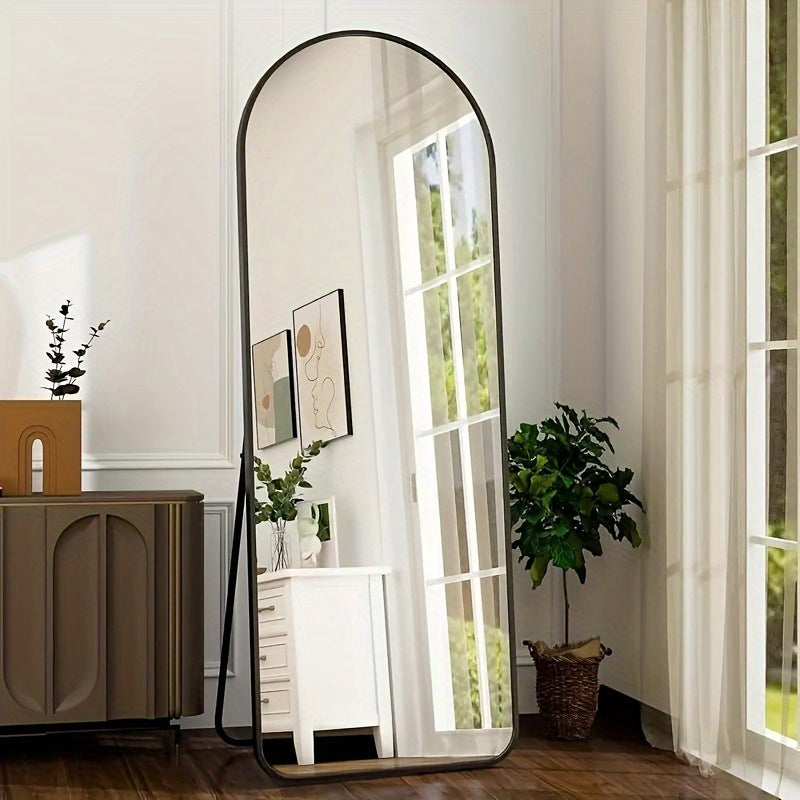Idle Way 59x16 Arched Full-length Mirror, Vertical or Tilted Full-length Mirror, Aluminum Alloy Thin Frame, Suitable for Mother and Baby Room, Golden or Black