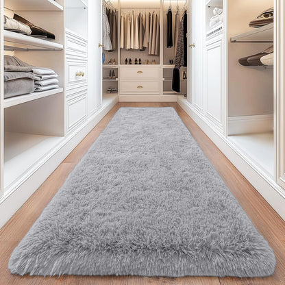 Large Shaggy Rug, 4x6ft Plush Faux Fur Rug, Low Pile Extra Soft Area Rug, Long Hallway Runner, Indoor Floor Mat, Heavy Duty Long Lasting Machine Washable Rug, Non Slip Backing for Living Room Kitchen Modern Home Decor Carpet Mat