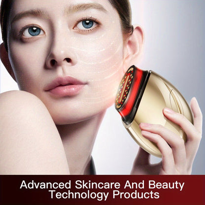EMS Face Massager – 3-in-1 LED Light Therapy, Warm Heat & EMS Skin Tightening, USB Rechargeable Portable Facial Beauty Device for Anti-Aging, Collagen Boost & Glowing Skin, Home Spa Gift for Women