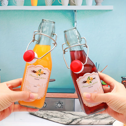 6/9/12pcs-8Oz Glass Bottles with Airtight Lids, for Kitchen Organizers And Storage, Home Brewing, Kombucha, Vanilla Extract, Vinegar, Homemade Juices, Water, Soda. Local Warehouse
