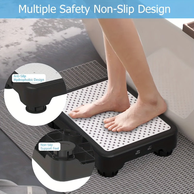 Step Stool Anti-Slip Heavy Duty – Portable Mobile Stepping Stool with Textured Non-Slip Surface & Sturdy Base | Indoor Outdoor Use for Elderly, Bathroom, Toilet, Stairs & Standing Assistance