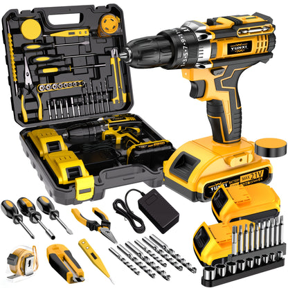 21V Cordless Impact Drill Set, Wireless Drill Set, Household Power Tool Set, with Battery And Quick Charger, Battery Powered, Multifunctional Tool, Tool Set, Men's Tool - Perfect for DIY And Family Projects, A Gift for Boyfriends And Fathers.