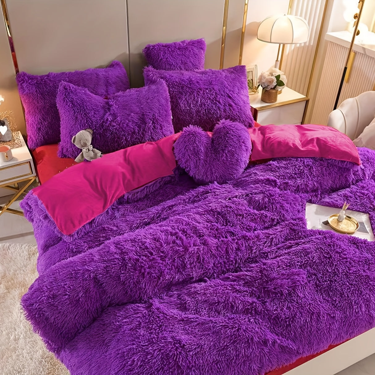 4pcs Autumn And Winter Soft Warm Fluffy Bedding Set Comforter Set(Duvet Cover with Pillowcases), Ideal for Cozy Comfort(QUEEN, KING SIZE) | NO Quilt