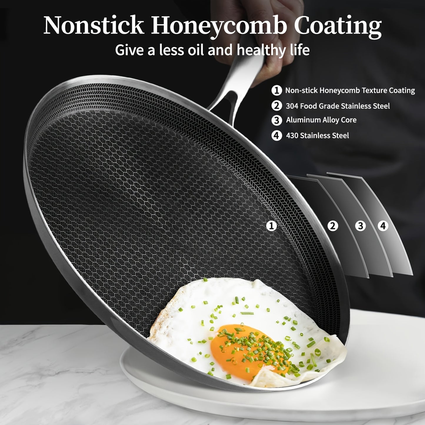 11-Inch Non-Stick Crepe Pan Made of Stainless Steel, Featuring a Honeycomb Coating for Pancakes, Perfect for Making Flat Tortillas, Compatible with Induction Cooktops, Free from PFOA, Ideal for Home Cooking, Outdoor Camping, And Barbecues