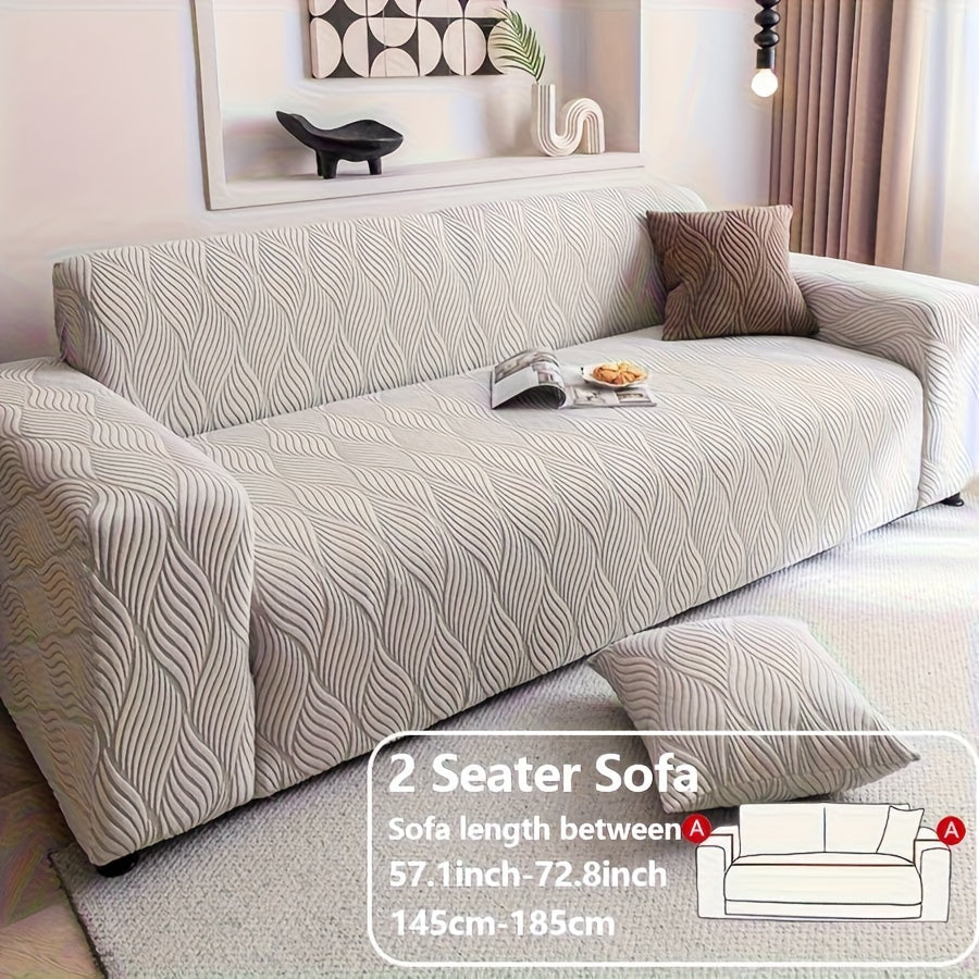 1pc Modern Jacquard Sofa Cover, Elastic Polar Fleece Artistic Style, Slip-Resistant And Durable, All-Season Furniture Protector for Living Room, Office, Bedroom Includes Matching Pillow Covers, Free Same Style Pillowcase: 1pc