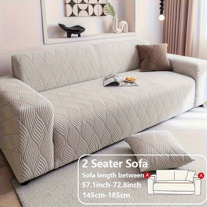 1pc Modern Jacquard Sofa Cover, Elastic Polar Fleece Artistic Style, Slip-Resistant And Durable, All-Season Furniture Protector for Living Room, Office, Bedroom Includes Matching Pillow Covers, Free Same Style Pillowcase: 1pc