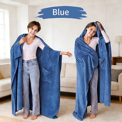 Luxury Wearable Blanket - Soft Flannel One-piece Wearable Blanket, Comfortable Shawl For Adults (women And Men) [Designed With An Inner Pocket]- Machine Washable Black, Blue, Pink, Gray - Suitable Sofas, Travel; Men's, Women'S Wearable Blanket