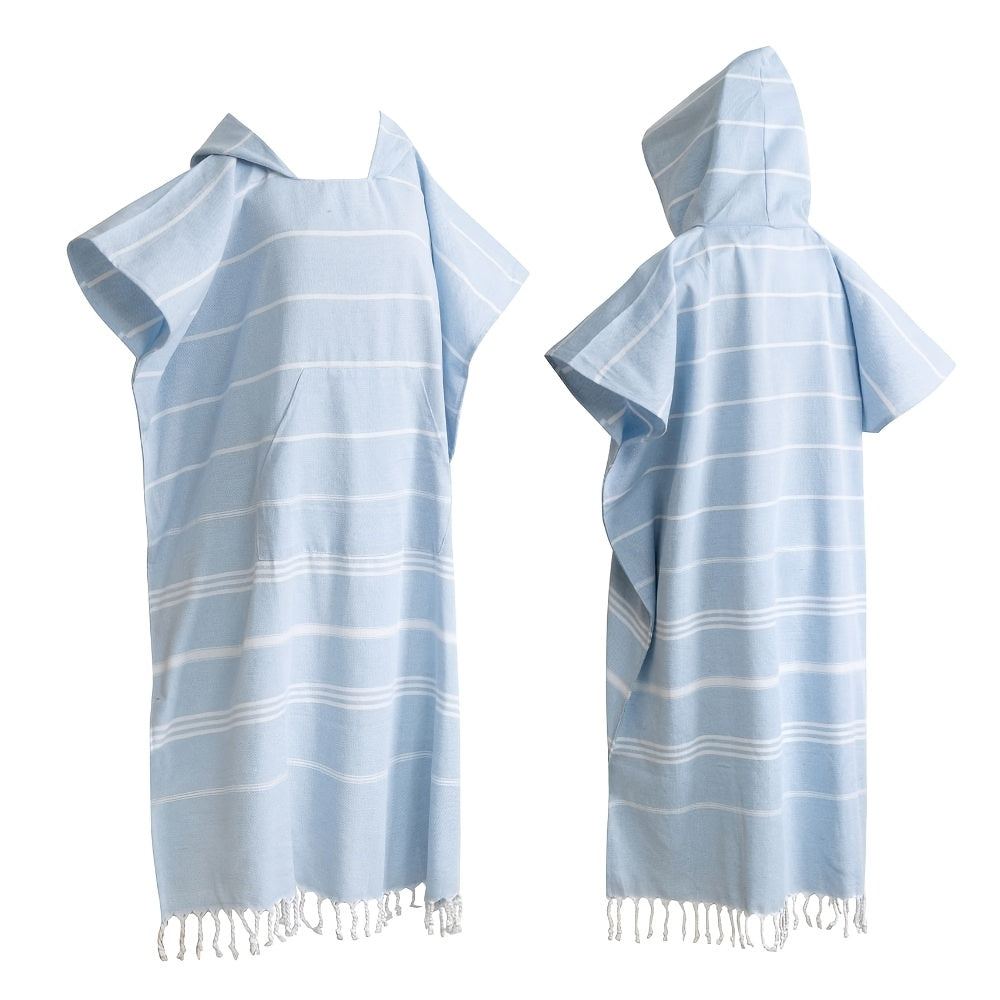 Turkish Wearable Beach Towel Sandproof Cotton Large Surf Poncho Hooded Wetsuit Changing Towel Quick Drying Sandproof, Thin Hooded Bathrobe, Lightweight, Suitable for Swimming, Bathing, Diving, Beach Surfing, Bathroom Accessory, Beach Essentials