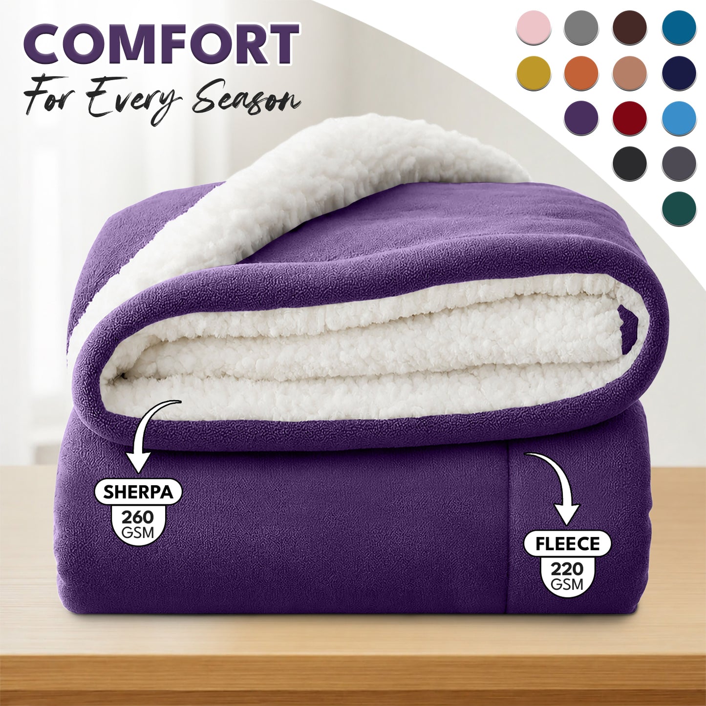 Luxurious Flannel Sherpa Throw Blanket – Ultra Soft & Warm Throw Sherpa Fleece, Comfort & Cozy Blanket for Better Sleep, Perfect for Bedroom & Guest Room Double Layer Thickened Blanket Decor Sofa Bed Blankets