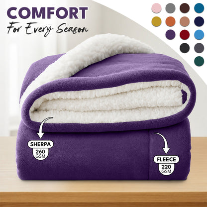 Luxurious Flannel Sherpa Throw Blanket – Ultra Soft & Warm Throw Sherpa Fleece, Comfort & Cozy Blanket for Better Sleep, Perfect for Bedroom & Guest Room Double Layer Thickened Blanket Decor Sofa Bed Blankets