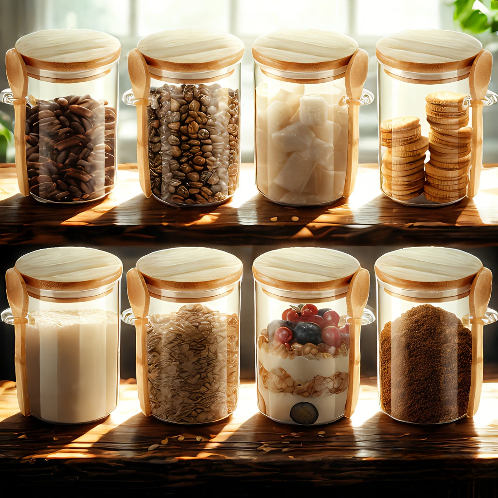 4/8pcs Local Warehouse 16oz Overnight Oats Glass Jar with Lid, Oatmeal Cup with Spoon, Meal Prep Large Capacity Breakfast Oatmeal Glass Jar Glass Meal Prep Container, Condiment Jar Glass Jar for Storing Oats And Yogurt Perfect Christmas Gift
