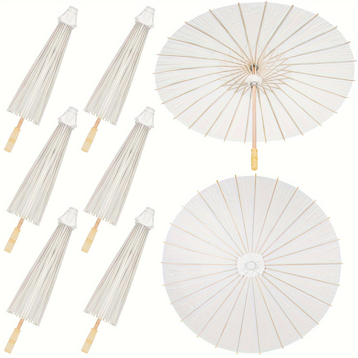 24pack 33-inch Decorative Paper Umbrellas - Photobooth Props for Party Events, Traditional Chinese and Japanese Style, with Wooden Handle and Radial Frame, for Wedding Bride Party Decorations, The Best Props for Photography