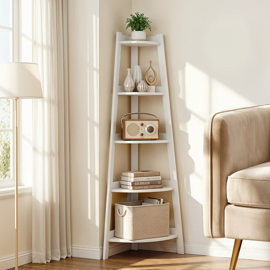 1pc 5 Tier Scandinavian Style Multi-Functional Corner Shelf with Baskets, Shelves And Drawers Space Saving Vertical Design Modern Plastic Storage Cabinet for Home, Study, Balcony And More!, Home Storage, Balcony Organizer, Contemporary Cabinet, Sleek Shel