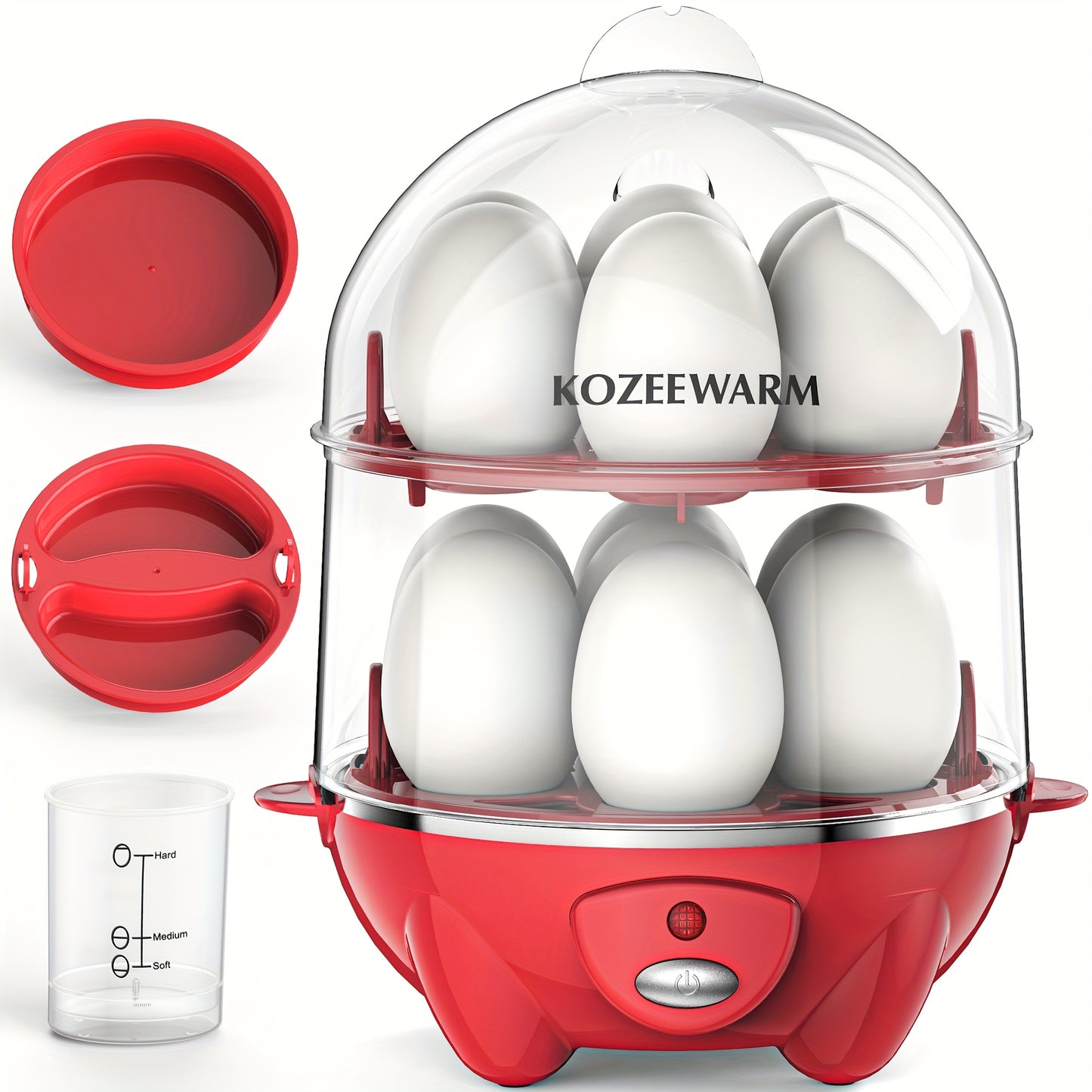 Egg Cooker with Auto Shut-Off – Single & Double Layer Electric Egg Boiler for Hard Boiled, Soft Boiled, Scrambled, Omelette Eggs, Steamed Vegetables & Dumplings