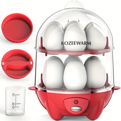 Egg Cooker with Auto Shut-Off – Single & Double Layer Electric Egg Boiler for Hard Boiled, Soft Boiled, Scrambled, Omelette Eggs, Steamed Vegetables & Dumplings