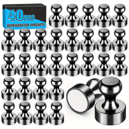 SIDIPER 40pcs Black Refrigerator Magnets Fridge Magnet, Superior Whiteboard Magnets, Fridge Magnets Adults, Small Magnets for Kitchen, Office, Locker
