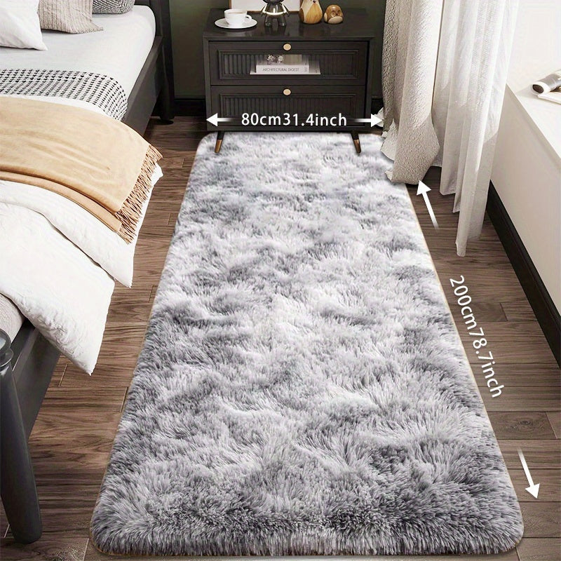 1pc Tie-Dye Plush Soft Interior Fluffy Mat, Modern Luxury Plush Mat, Absorbent, Non-Slip &, Suitable for Living Room and Bedroom Areas, Home Decor