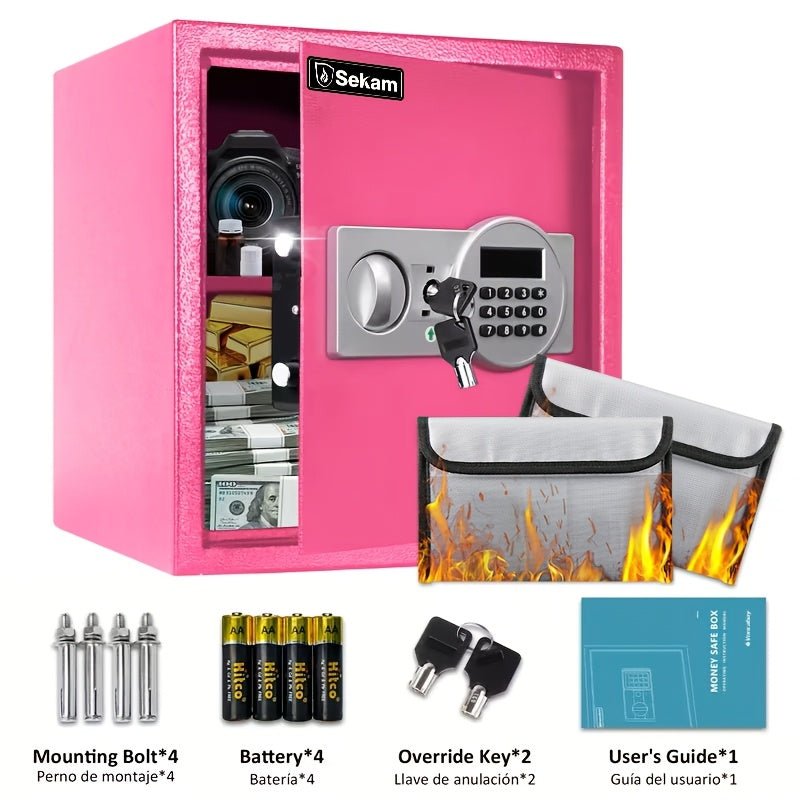 Heavy-Duty Fireproof Steel Safe With Cash Bag - Secure Home Safe Box With Keypad & Key Lock, Ideal For Storing Money, Documents, And Valuables (Black)Valentine'S Day