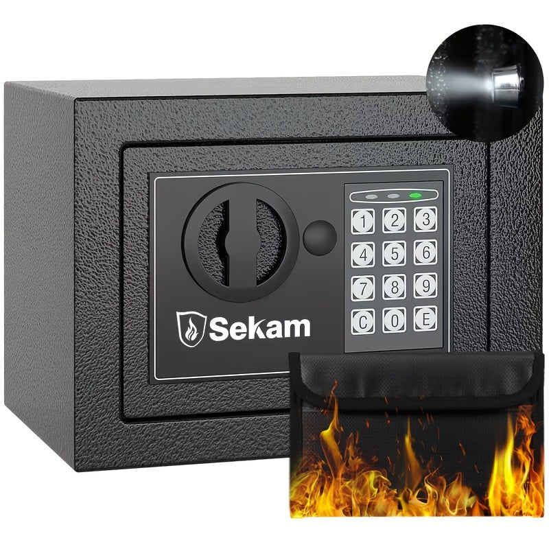 Heavy-Duty Fireproof Steel Safe With Cash Bag - Secure Home Safe Box With Keypad & Key Lock, Ideal For Storing Money, Documents, And Valuables (Black)Valentine'S Day