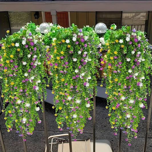 Artificial Hanging Plants UV Resistant Faux Flowers Vine Fake Ferns - 10 Bunches Indoor Outdoor Wedding Patio Balcony Home Decor