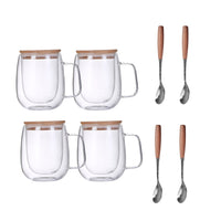4-piece coffee cup set with lid and spoon