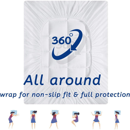 Cooling Mattress Topper, Mattress Pad Cover With 8-21 Inch Deep Pocket, Plush Pillow Top Mattress Topper Overfilled With Down Alternative