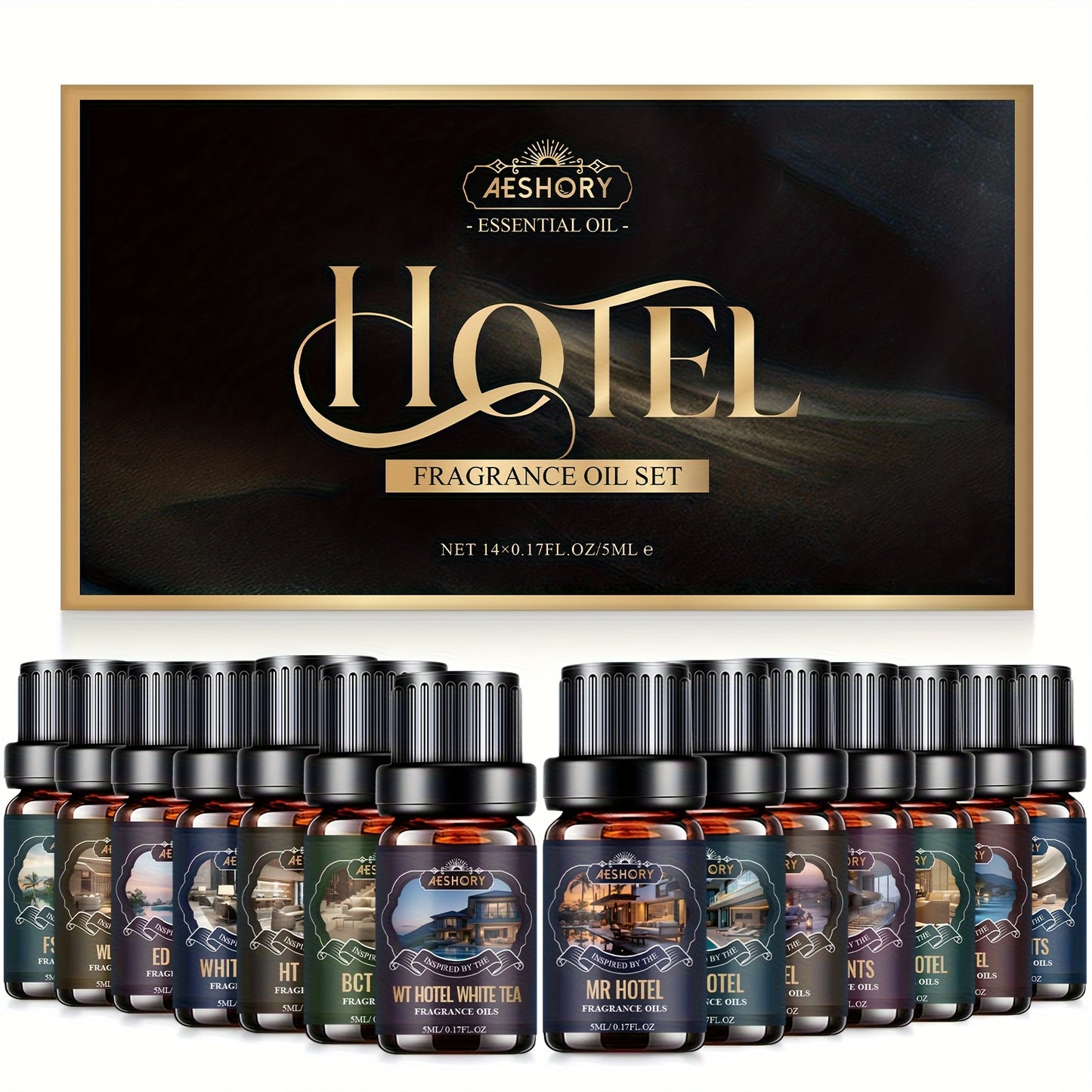 Essential Oil Diffuser Gift Set 14 Pcs – Luxury Fragrance Oils for Diffuser, Candle Making & Aromatherapy | Hotel Collection Scents