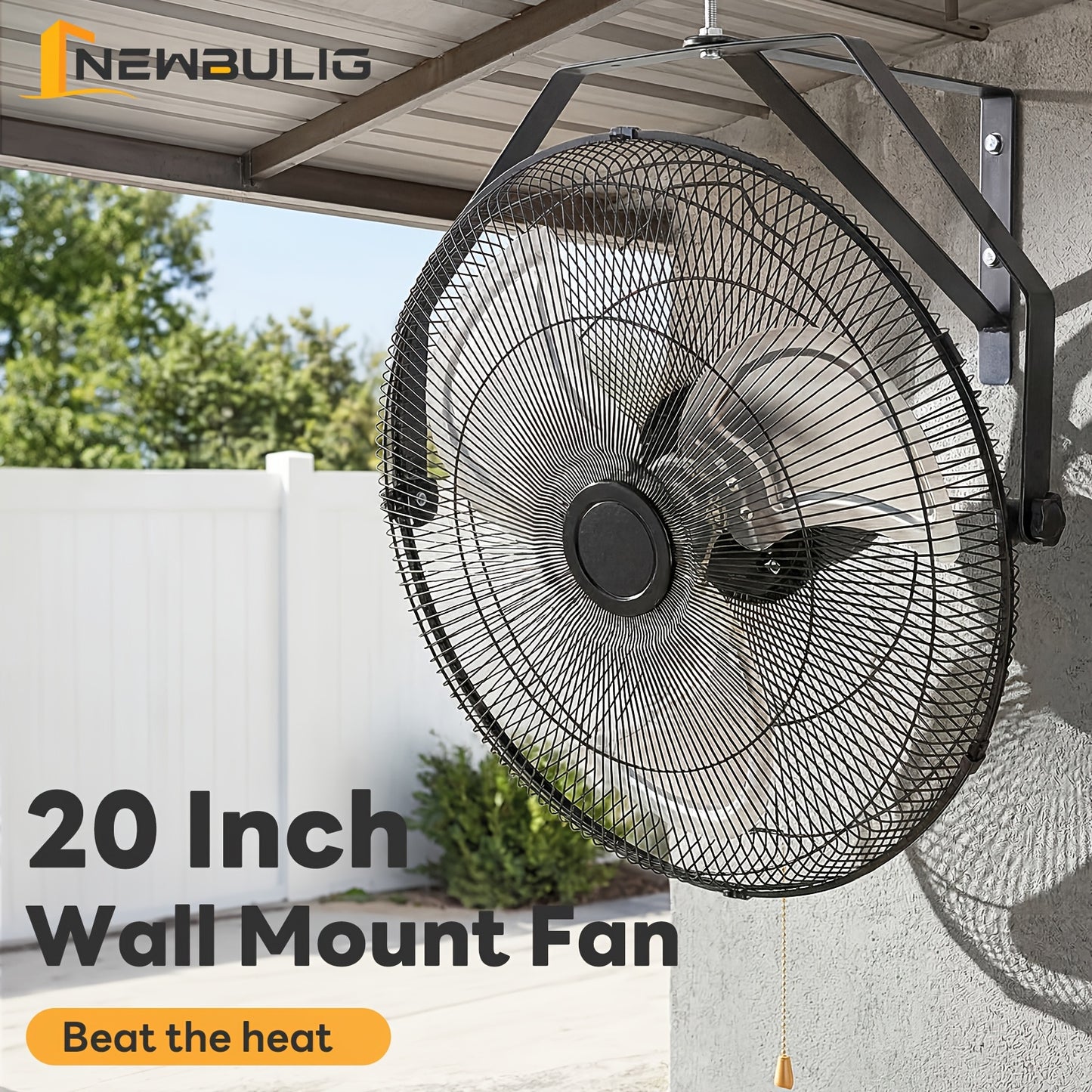 18''/20" Metal Wall Mount Fan, 3 Speed High Velocity Metal Fan, 3000CFM, Oscillating, Aluminum Blades, Quiet 65dB, Heavy Duty Wall Fan for Garage, Workshop, Patio, Warehouse