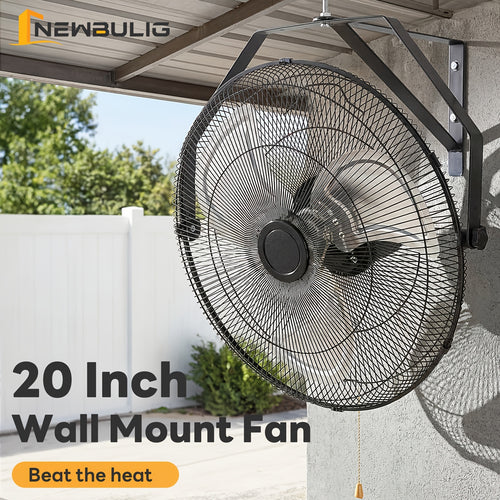 18''/20" Metal Wall Mount Fan, 3 Speed High Velocity Metal Fan, 3000CFM, Oscillating, Aluminum Blades, Quiet 65dB, Heavy Duty Wall Fan for Garage, Workshop, Patio, Warehouse