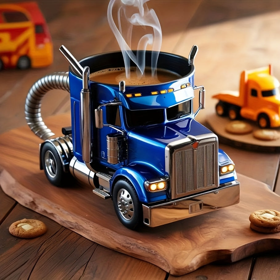 Halloween-2025-Latest Hot Truck Coffee Cup Handmade Semi-Truck Shaped Coffee Cup Creative Coffee Cup Tea Coffee Cup Trucker Gift
