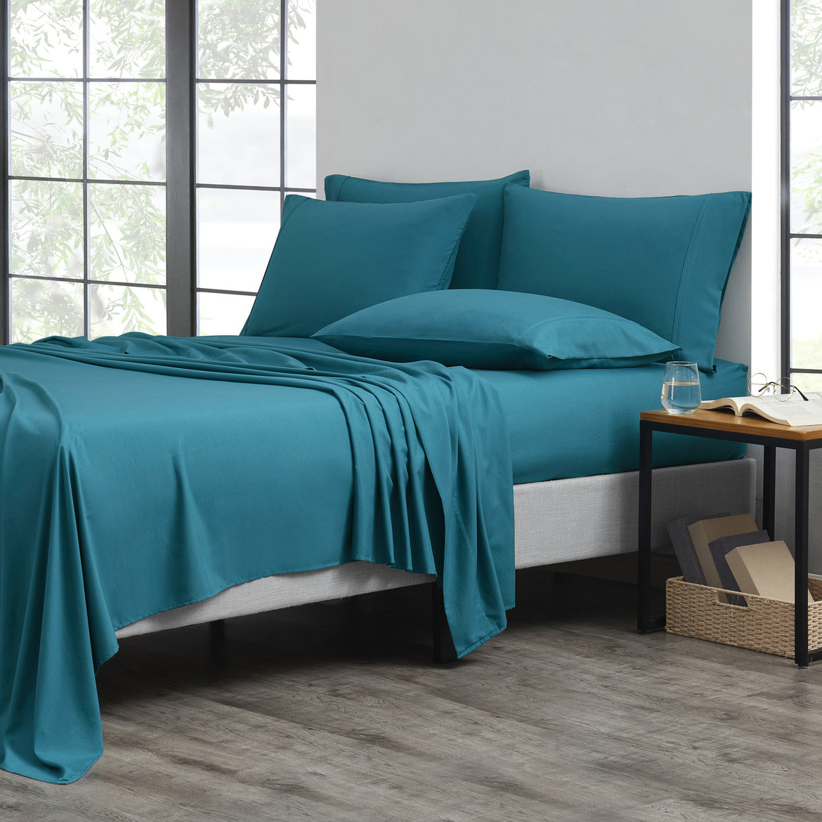 Bibb Home 2000 Thread Count 6 Piece Bamboo Sheet Set – Summer Satin Cooling, Deep Pocket, 6-Pc Egyptian Luxury, Bonus Pillowcases