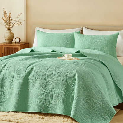 2/3pcs Quilt Set Bedspreads( Include 1 Quilt 1 Or 2 Pillowcases) Lightweight Microfiber Bedspread - Modern Style Coin Pattern Coverlet Soft And Skin-friendly Quilt Anti-allergy And Machine Washable Suitable For School Dormitories