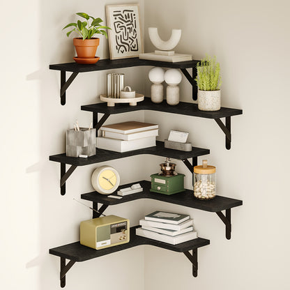 Corner Floating Shelves Wall Mounted Set – Multi-Color Rustic Corner Shelf for Bedroom, Bathroom, Kitchen & Living Room