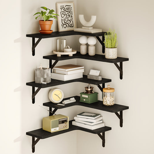 5/6pcs Corner Shelves, Corner Floating Shelves, Muti Colours, Wall Mounted Corner Shelf, Rustic Wall Shelves For Room Decor, Wall Dresser, Bathroom Storages, Kitchen, Bedroom Or Living Room, Heavy Duty Shelves, For Halloween And Christmas