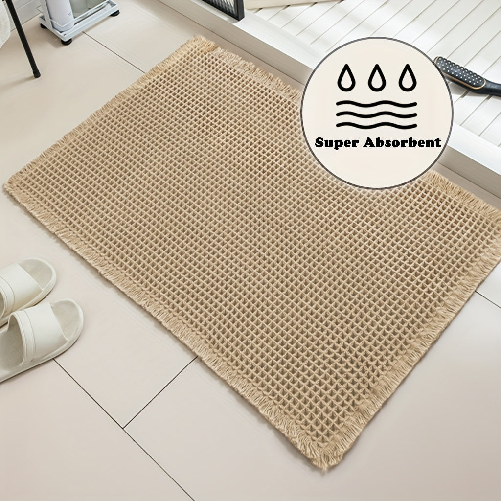 Super Absorbent Non-Slip Bath Mats for The Bathroom Floor, Featuring Tassels And a Backing, Ultra-Soft And Machine Washable