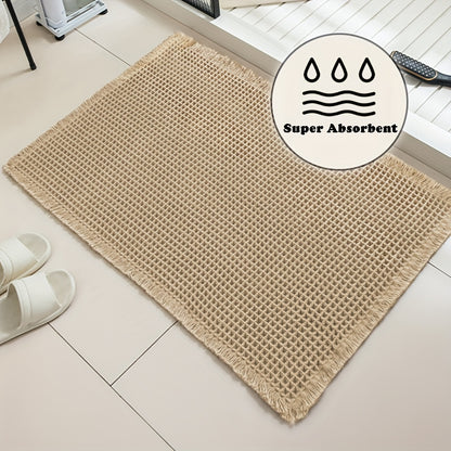 Super Absorbent Non-Slip Bath Mats for The Bathroom Floor, Featuring Tassels And a Backing, Ultra-Soft And Machine Washable