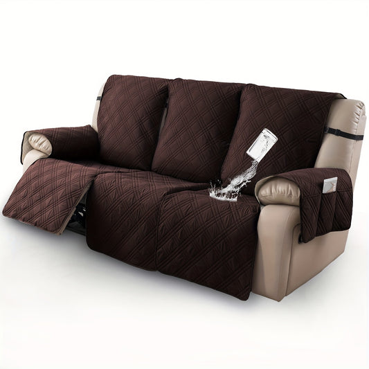 Waterproof Recliner Slipcover 3pcs Set | Non-Slip Quilted Elastic Recliner Chair Cover, Furniture Protector for Living Room Bedroom Office, 8 Colors