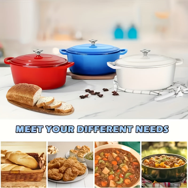 Cast Iron Dutch Oven with Enamel Coating 4.5QT - Lid & Dual Handles, Even Heat Distribution for Bread Baking, Slow Cooking, Roasting & Braising, Works on All Stovetops & Oven