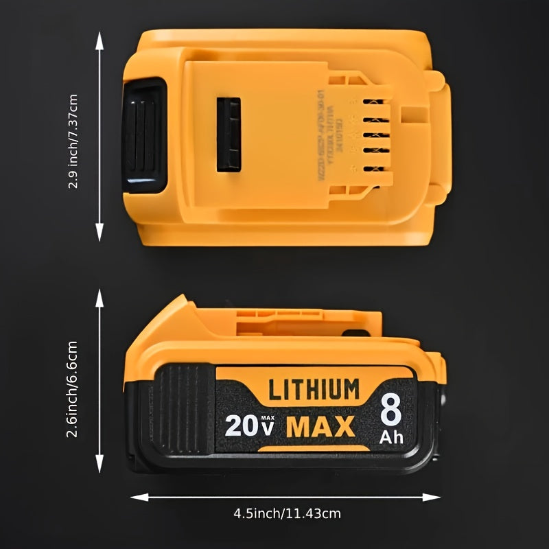 20V 8.0Ah Lithium-Ion Replacement Battery for DeWalt Cordless Tools Compatible with DCB200 DCB203 DCB204 DCB205 DCB206 DCB180 DCD DCF DCG DCS Series High Capacity Rechargeable