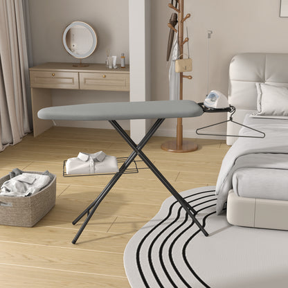 Costoffs Full Size Ironing Board with Clothes Rack Foldable & Height-adjustable Iron Table with Cord Holder/4 Legs/4-layer Pad for Laundry/Living Room/Dormitory, Beige/Gray