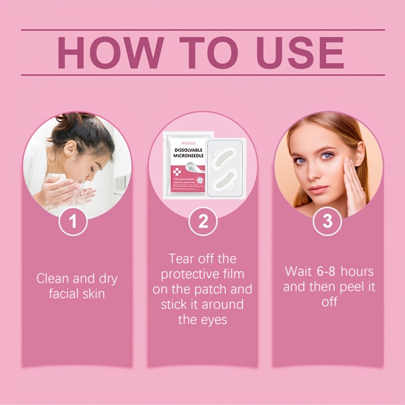 8pcs of Hyaluronic Acid And Niacinamide Soluble Micro-Needle Patches, Deeply Moisturizing, Suitable for The Face, Forehead, Smile Lines, And Eye Area, Making The Skin Smoother, More Delicate, And Brighter; Skincare, Micro-Needle Patches
