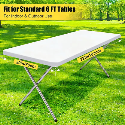3/6/9/12pcs Stretchable Table Covers 6Ft Washable Elastic Polyester Rectangle Tablecloth Protector For Camping Indoor & Outdoor Parties Picnics Weddings Graduations Valentine'S Day Spandex Blend Easy To Clean