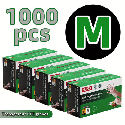 200/1000pcs Clear Poly Gloves, 3.5Mil Disposable Gloves, Oil Resistant, BPA And Free, Food Gloves for Cooking, Food Handling, Cleaning Use (S/M/L/XL)