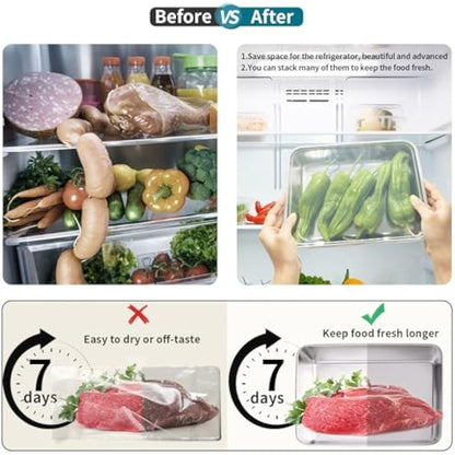 6pcs,with lid,stainless steel fresh-keeping lunch box, suitable for baking trays, preparation trays, cake trays, food sealed containers, keep food fresh, lid sealed. It can be placed in the refrigerator, dishwasher and microwave oven