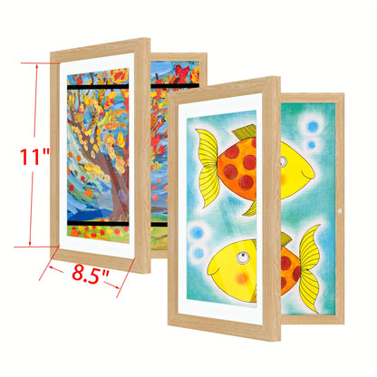 Kids Art Frame Changeable Front-Opening Display – Children Artwork Picture Frame for 8.5x11 & 10x12.5 Drawings, Paintings & School Projects, Perfect Christmas & Holiday Gift, White / Wood / Black, 2/4/8 Pack